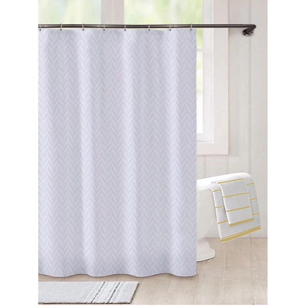 PKR Kart Waves Polyester Plain Shower Curtains with Plastic Eyelets (White)