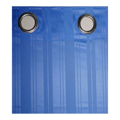 PKR Kart Striped Polyester Plain Shower Curtains with Metal Eyelets (Blue)