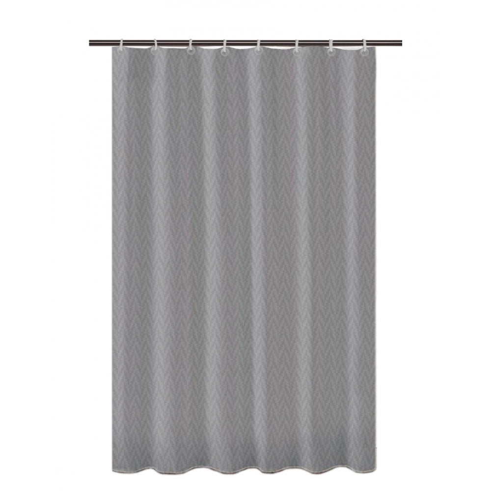 PKR Kart Waves Polyester Plain Shower Curtains with Plastic Eyelets (Dark Grey)