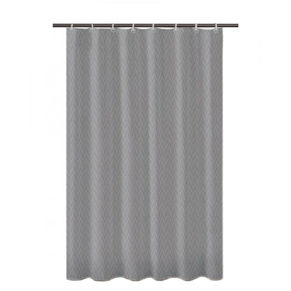 PKR Kart Waves Polyester Plain Shower Curtains with Plastic Eyelets (Dark Grey)