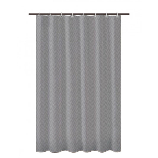 PKR Kart Waves Polyester Plain Shower Curtains with Plastic Eyelets (Dark Grey)