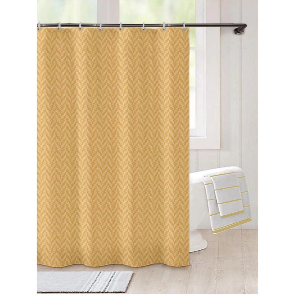 PKR Kart Waves Polyester Plain Shower Curtains with Plastic Eyelets (Beige)