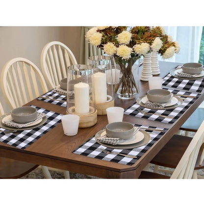 PKR Kart Checked Cotton Place Mats Sets (Black &amp; White)