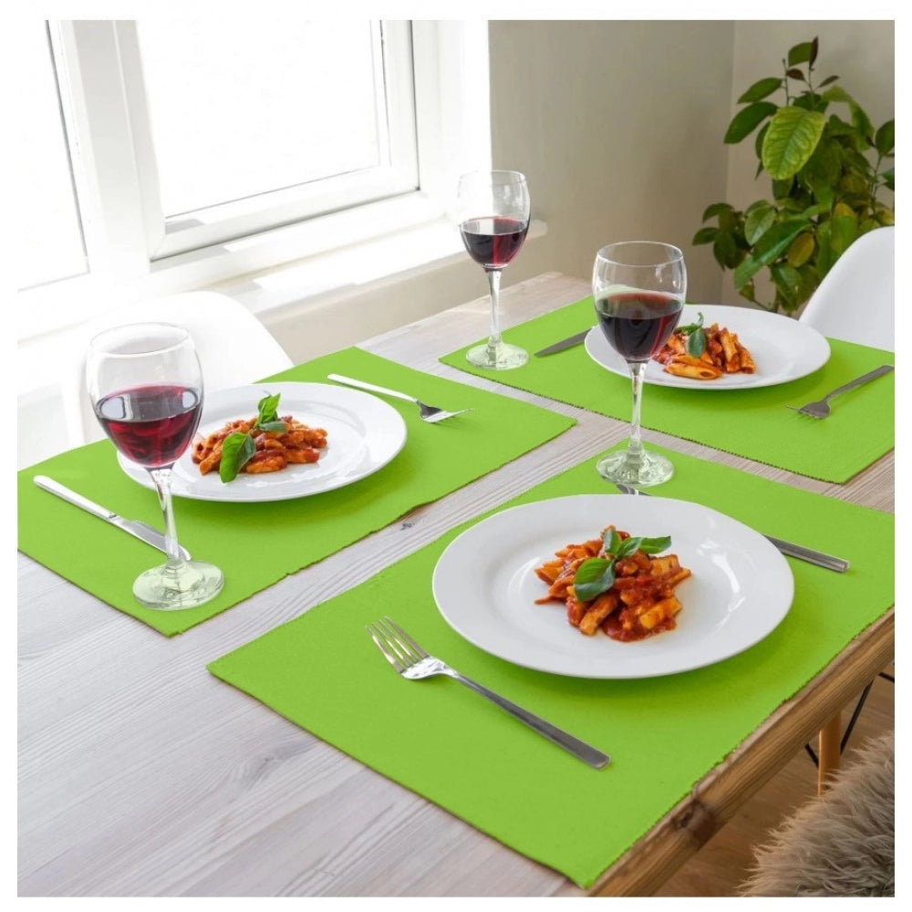 PKR Kart Solid Cotton Place Mats Sets (Green)