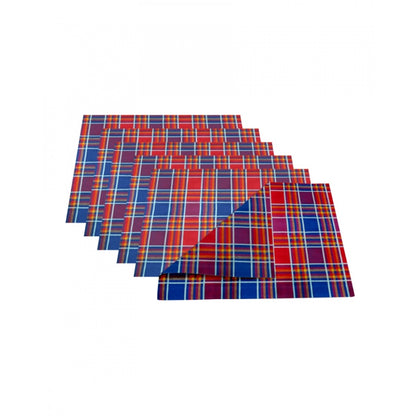 PKR Kart Checked Cotton Place Mats Sets (Multicolor)