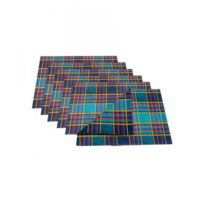 PKR Kart Checked Cotton Place Mats Sets (Multicolor)