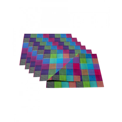 PKR Kart Checked Cotton Place Mats Sets (Multicolor)