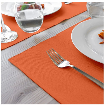 PKR Kart Ribbed Cotton Place Mats Sets (Orange)
