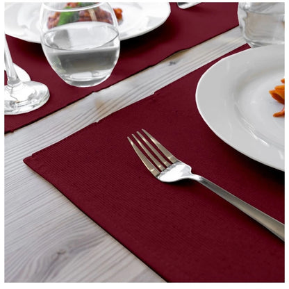 PKR Kart Ribbed Cotton Place Mats Sets (Maroon)
