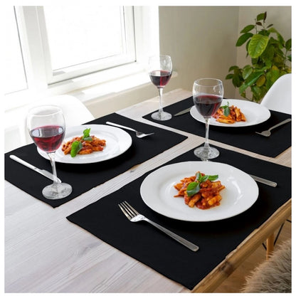 PKR Kart Ribbed Cotton Place Mats Sets (Black)