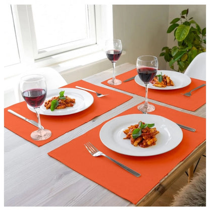 PKR Kart Ribbed Cotton Place Mats Sets (Orange)