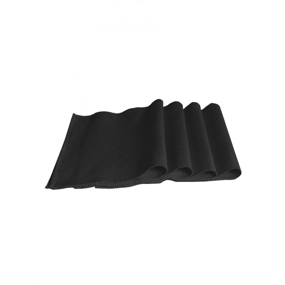 PKR Kart Ribbed Cotton Place Mats Sets (Black)