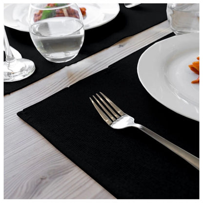 PKR Kart Ribbed Cotton Place Mats Sets (Black)
