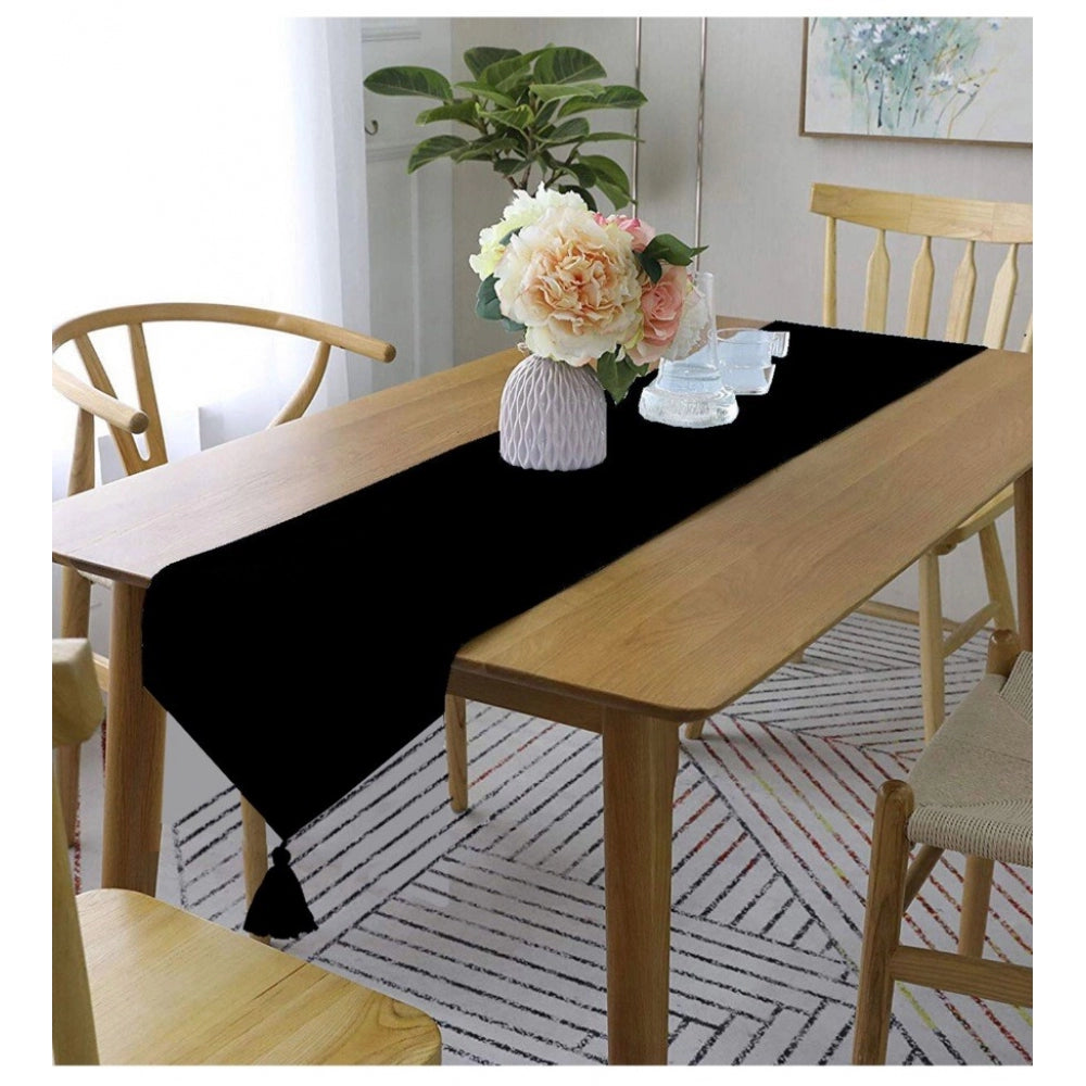 PKR Kart Solid Cotton Table Runners (Black)