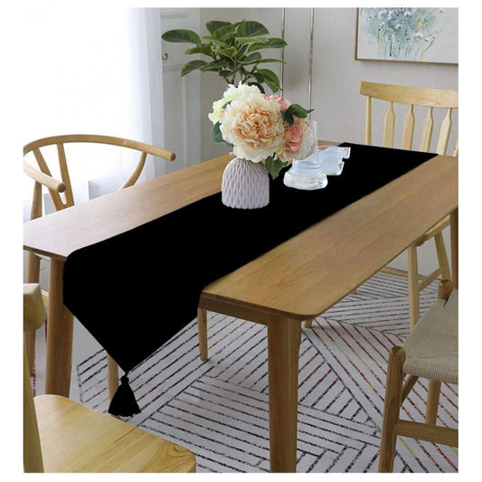 PKR Kart Solid Cotton Table Runners (Black)