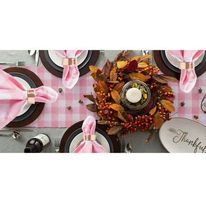 PKR Kart Checked Cotton Table Runners (Baby Pink)