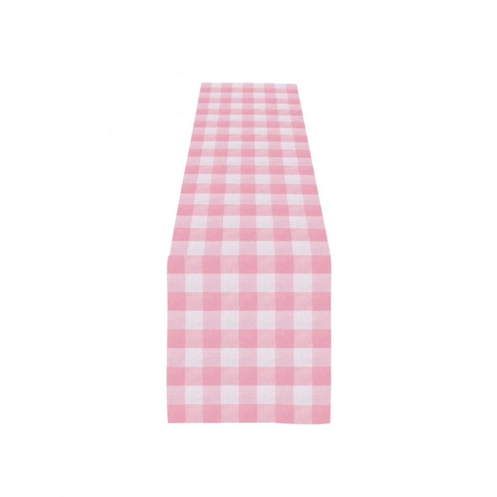 PKR Kart Checked Cotton Table Runners (Baby Pink)