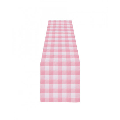 PKR Kart Checked Cotton Table Runners (Baby Pink)