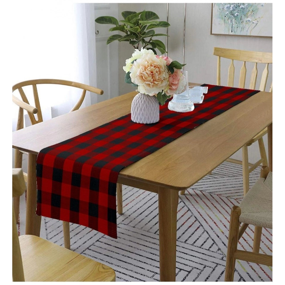 PKR Kart Checked Cotton Table Runners (Red &amp; Black)