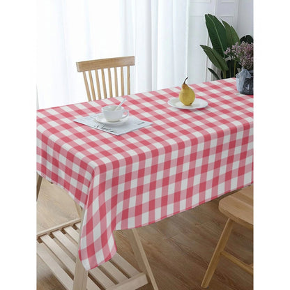 PKR Kart Checked Cotton Checks Table Cloth (Pink)