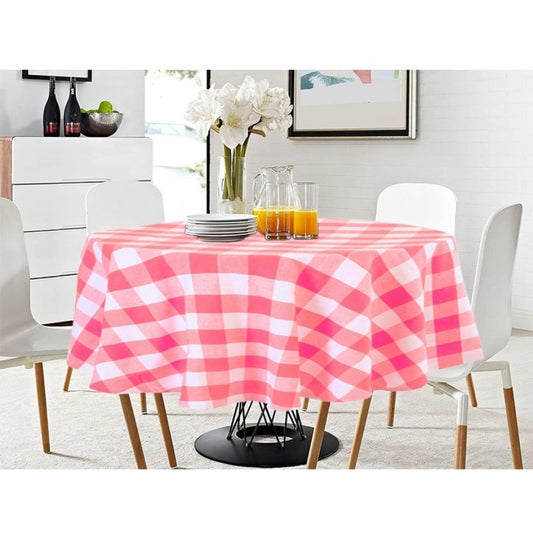 PKR Kart Checked Cotton Checks Table Cloth (Pink)