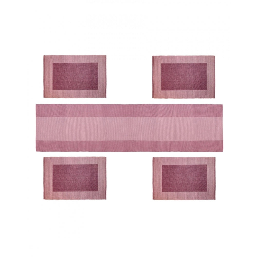 PKR Kart Ribbed Cotton Table Runner and Placemats Sets (Purple)