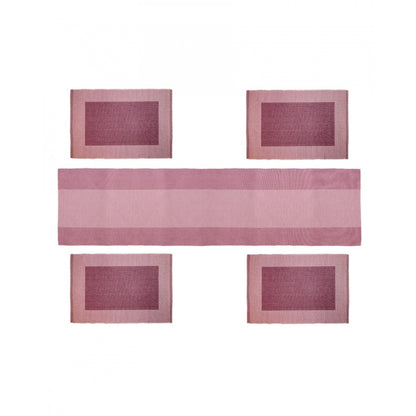 PKR Kart Ribbed Cotton Table Runner and Placemats Sets (Purple)