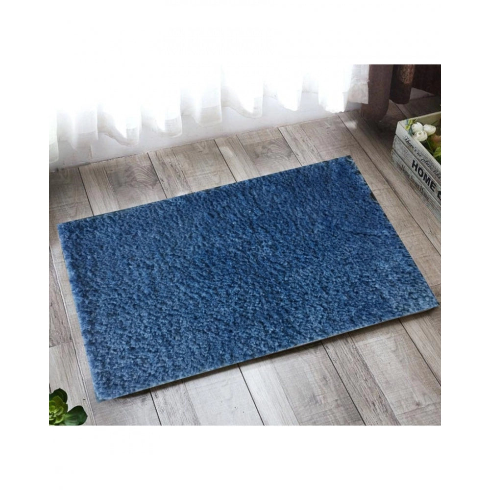 PKR Kart Solid Polyester Bathmat (Blue)