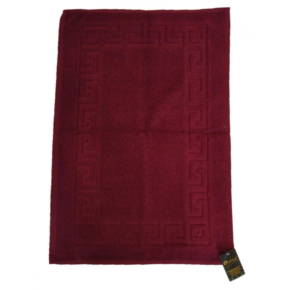 PKR Kart Solid Cotton Hotel Bathmats (Maroon)