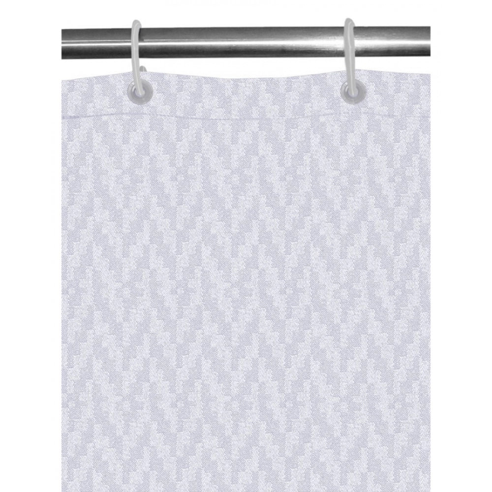 PKR Kart Waves Polyester Plain Shower Curtains with Plastic Eyelets (White)