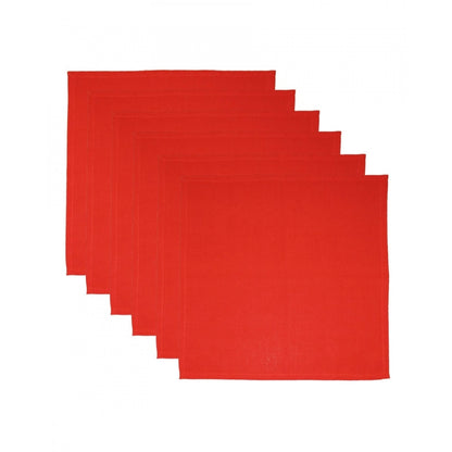 PKR Kart Solid Cotton Place Mats and Napkin Sets (Red)