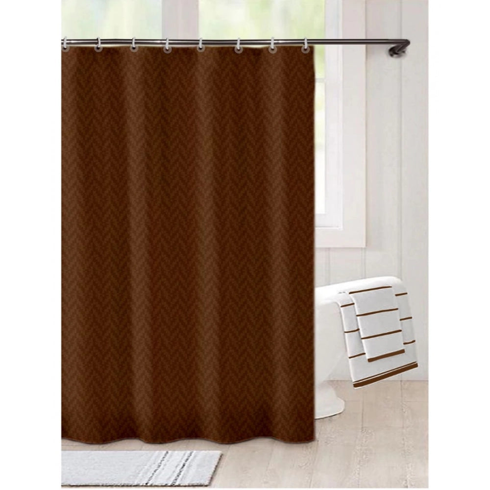 PKR Kart Waves Polyester Plain Shower Curtains with Plastic Eyelets (Dark Brown)