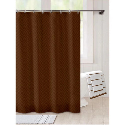PKR Kart Waves Polyester Plain Shower Curtains with Plastic Eyelets (Dark Brown)