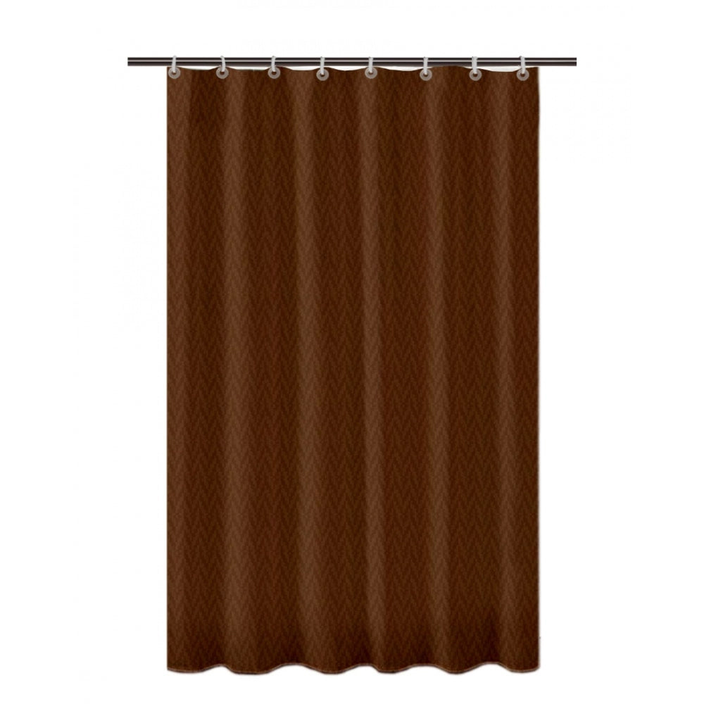 PKR Kart Waves Polyester Plain Shower Curtains with Plastic Eyelets (Dark Brown)