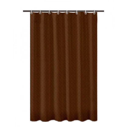 PKR Kart Waves Polyester Plain Shower Curtains with Plastic Eyelets (Dark Brown)