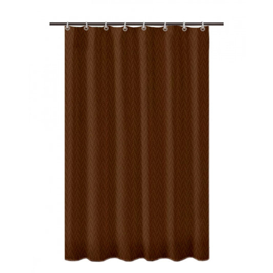 PKR Kart Waves Polyester Plain Shower Curtains with Plastic Eyelets (Dark Brown)