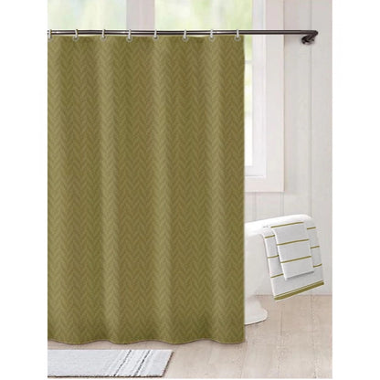 PKR Kart Waves Polyester Plain Shower Curtains with Plastic Eyelets (Light Green)