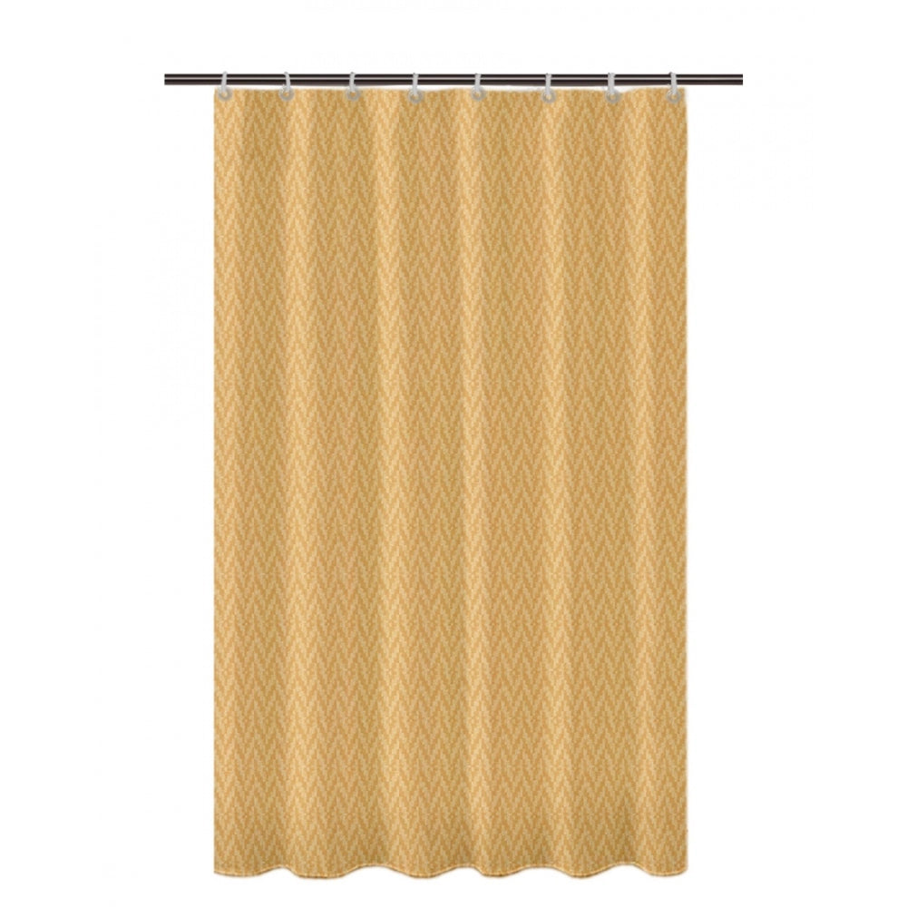 PKR Kart Waves Polyester Plain Shower Curtains with Plastic Eyelets (Beige)