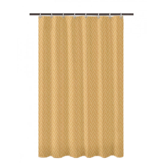 PKR Kart Waves Polyester Plain Shower Curtains with Plastic Eyelets (Beige)