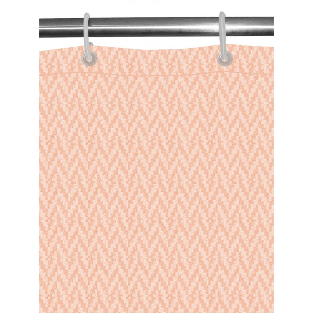 PKR Kart Waves Polyester Plain Shower Curtains with Plastic Eyelets (Peach)