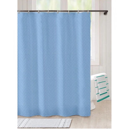 PKR Kart Waves Polyester Plain Shower Curtains with Plastic Eyelets (Light Blue)