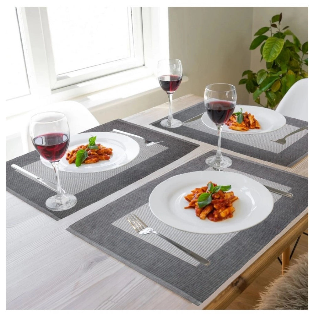 PKR Kart Ribbed Cotton Place Mats Sets (Grey)