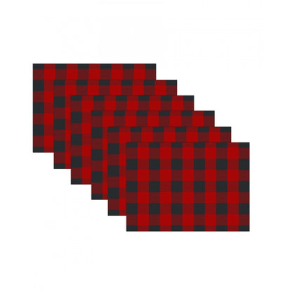 PKR Kart Checked Cotton Place Mats Sets (Red &amp; Black)