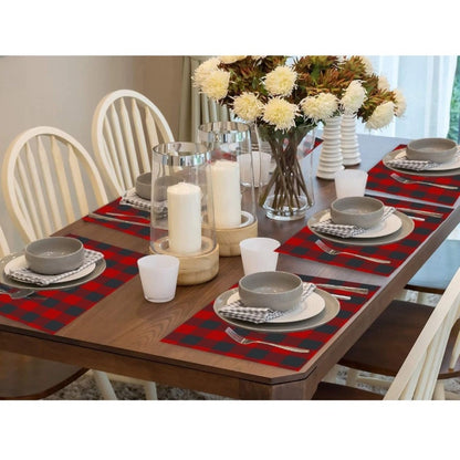 PKR Kart Checked Cotton Place Mats Sets (Red &amp; Black)