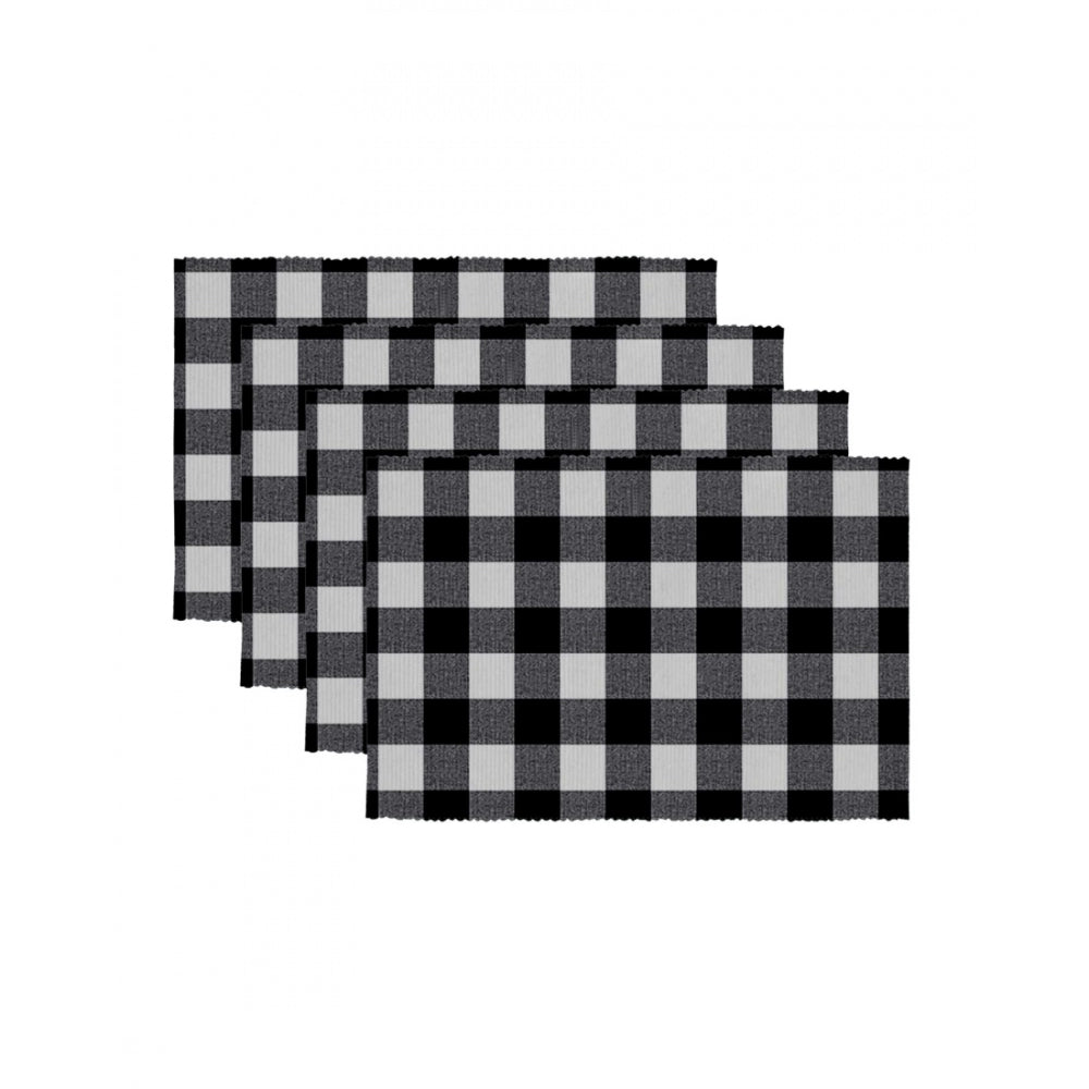 PKR Kart Checked Cotton Place Mats Sets (Black)