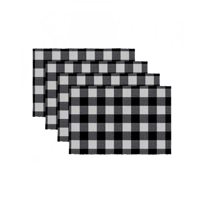 PKR Kart Checked Cotton Place Mats Sets (Black)