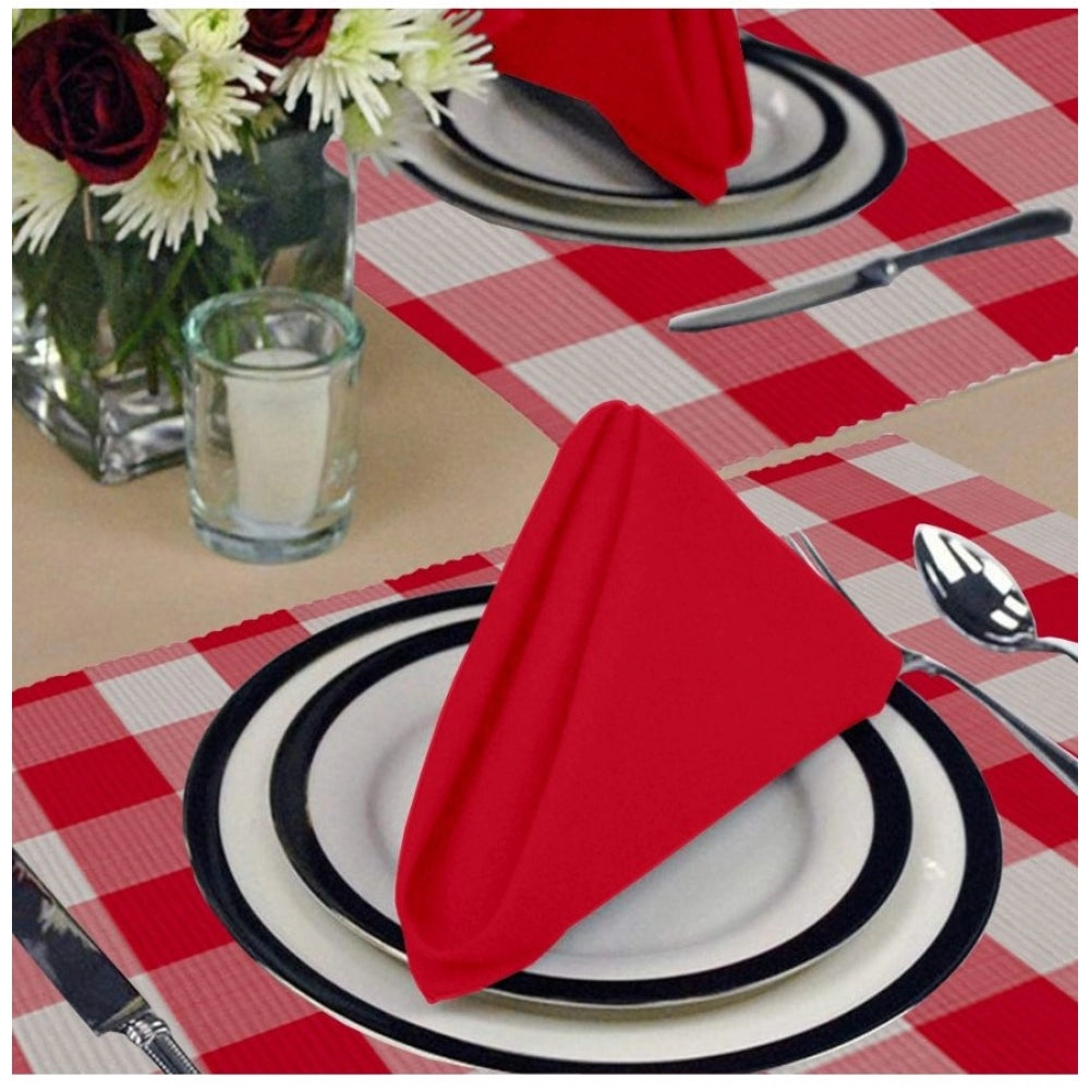 PKR Kart Checked Cotton Place Mats Sets (Red)