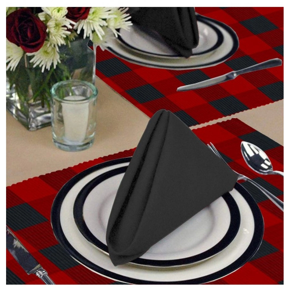 PKR Kart Checked Cotton Place Mats Sets (Red &amp; Black)