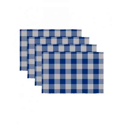 PKR Kart Checked Cotton Place Mats Sets (Royal Blue)