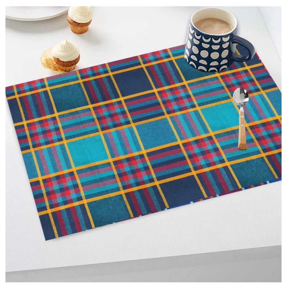 PKR Kart Checked Cotton Place Mats Sets (Multicolor)